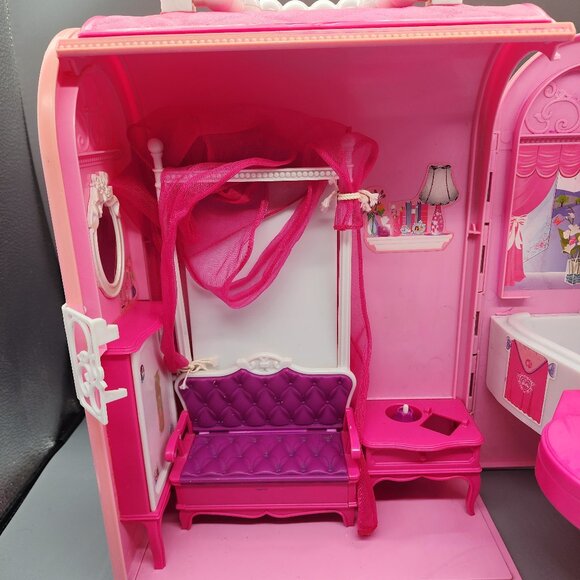 Vintage 1998 Barbie Dream House Foldable Playset Pink Castle Mattel - Picture 2 of 13